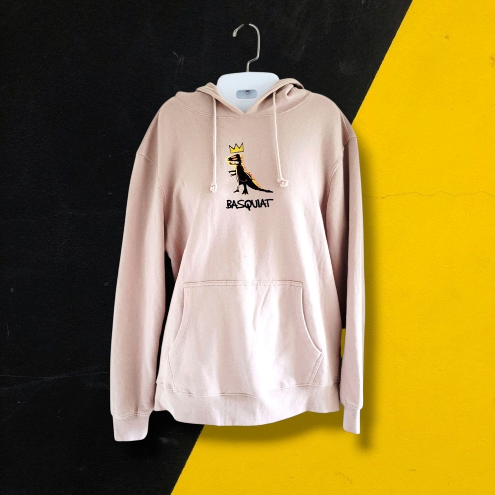Jean-Michel Basquiat | Cozy Unisex Tan T-Rex "Pez Dispenser" Graphic Hoodie